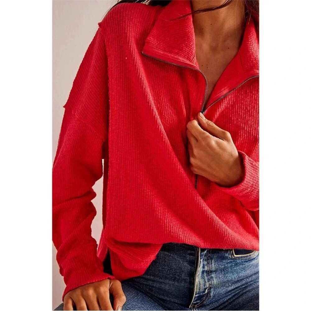 • New • Free People Walk Away Tunic Red Racer Size S Oversized Just Right - Picture 8 of 12